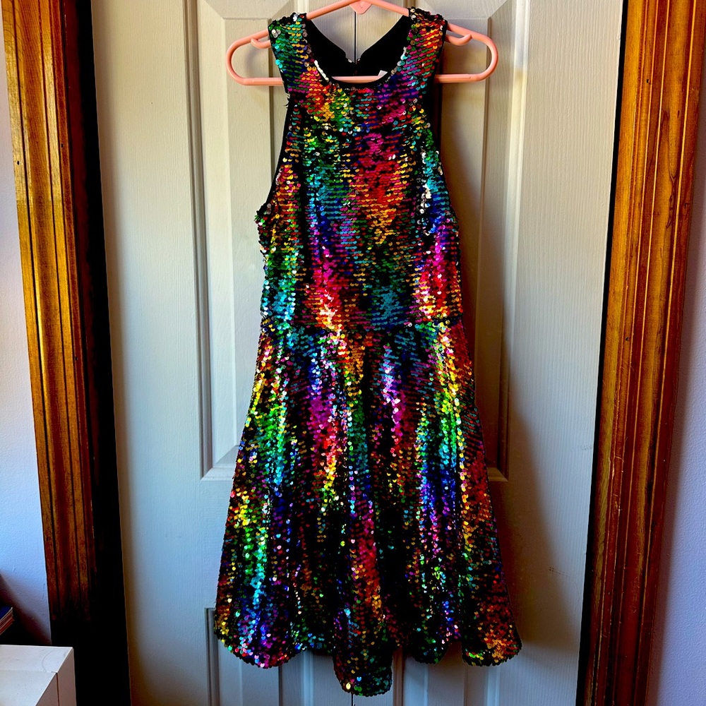 RMLA flip sequin multi color party dress